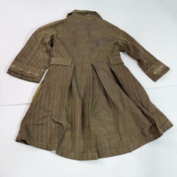 VTG Mrs. Pepper Coat Women Medium Green Button up Striped Herringbone 3/4 Sleeve - Picture 12 of 12